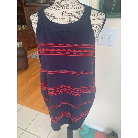 J. Jill Embroidered Knit Sleeveless Top Navy Blue Red  NWT - Picture 9 of 10